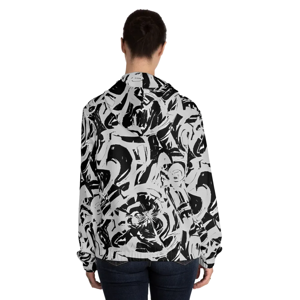 Inkstorm Bloom on Women's Full-Zip Hoodie — Back On Person