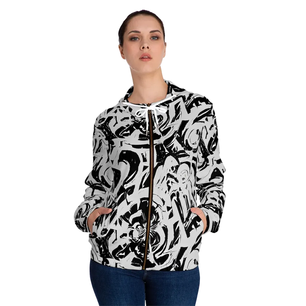 Inkstorm Bloom on Women's Full-Zip Hoodie — Front On Person