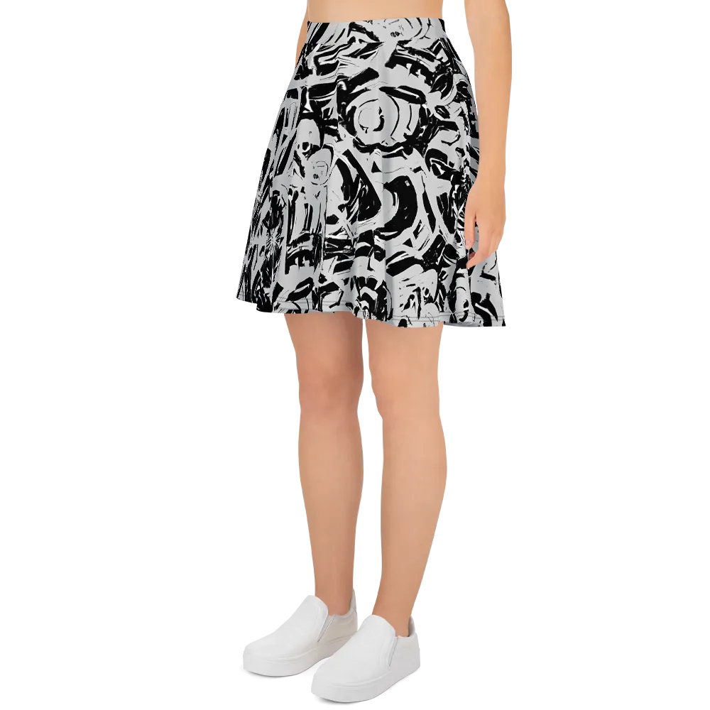Inkstorm Bloom on Skater Skirt — Left