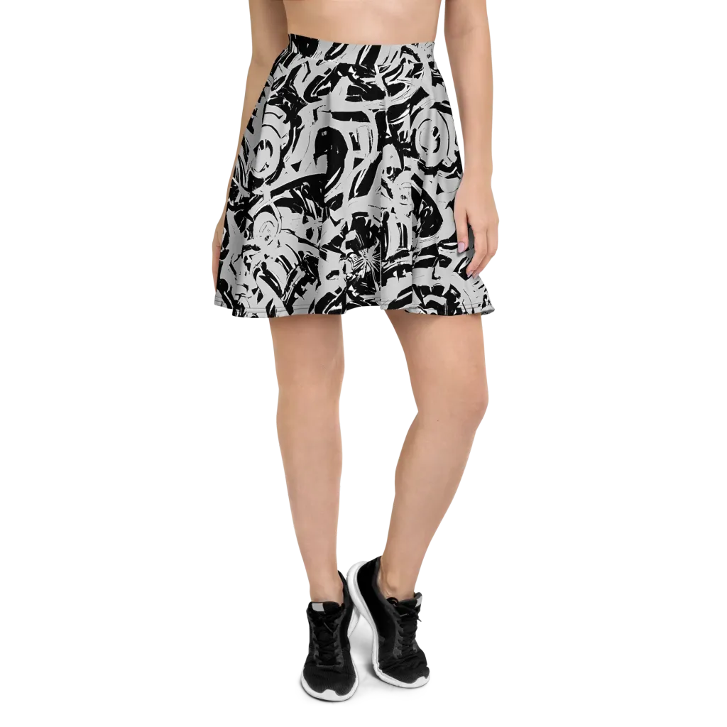 Inkstorm Bloom on Skater Skirt — Front