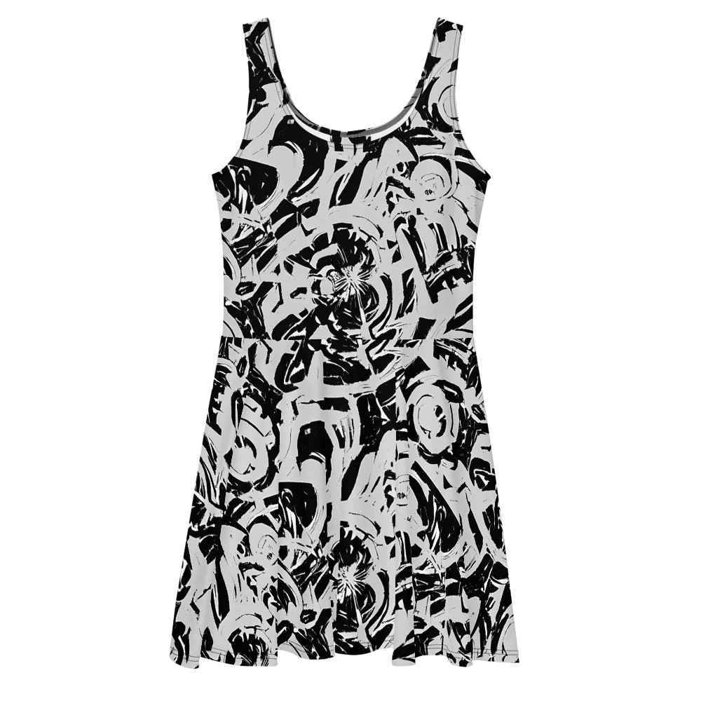 Inkstorm Bloom on Skater Dress — Front