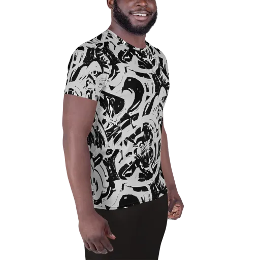 Inkstorm Bloom on a Men's Athletic T-Shirt