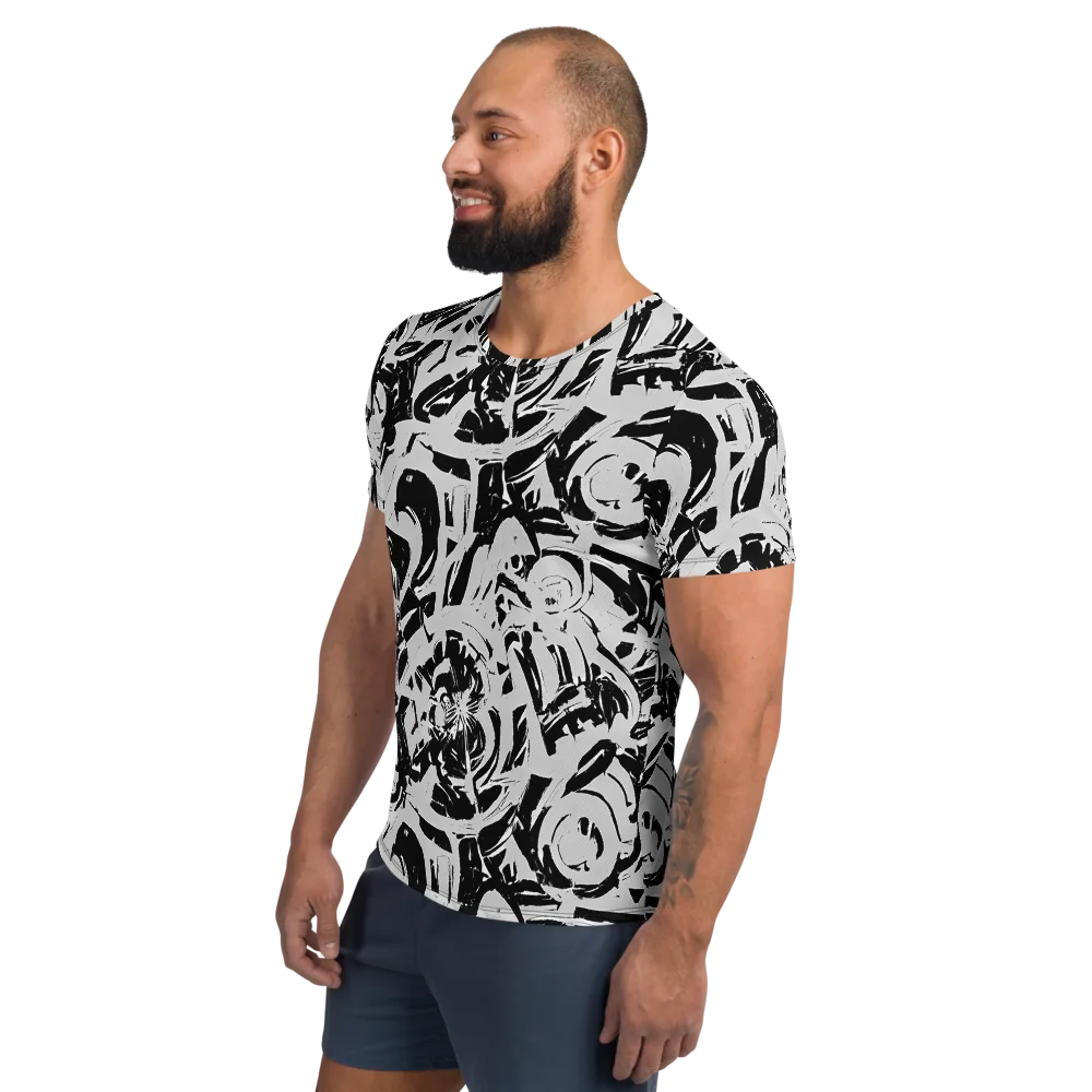 Inkstorm Bloom on Men's Athletic T-Shirt — Left