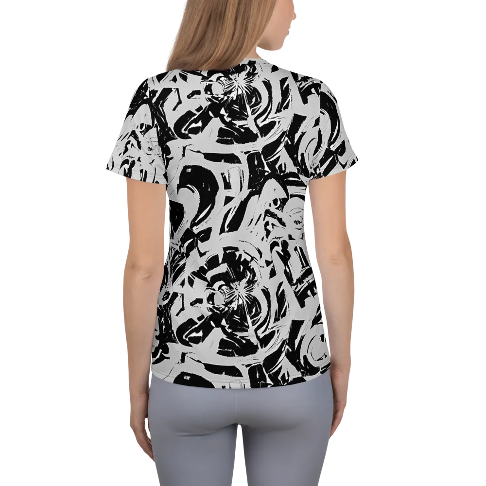 Inkstorm Bloom on Women's Athletic T-Shirt — Back