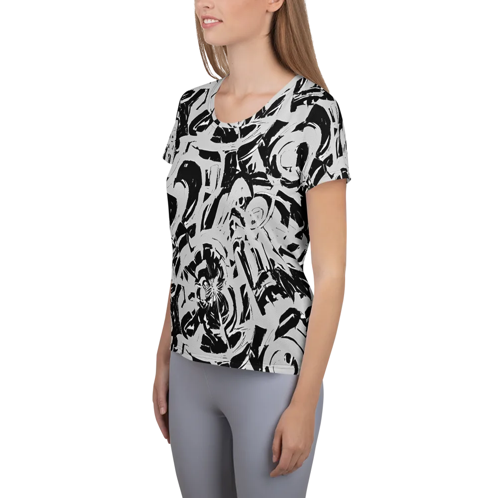 Inkstorm Bloom on Women's Athletic T-Shirt — Left
