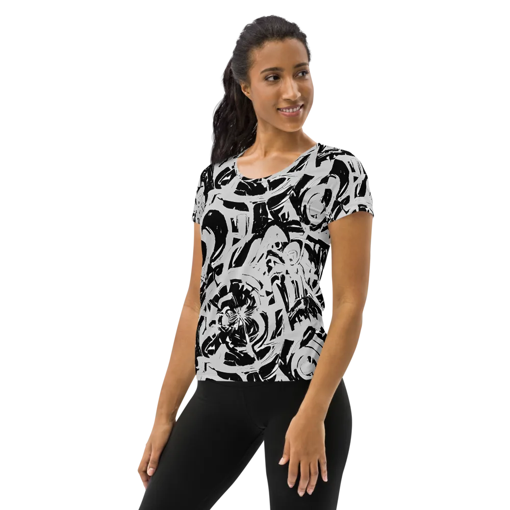 Inkstorm Bloom on Women's Athletic T-Shirt — Left