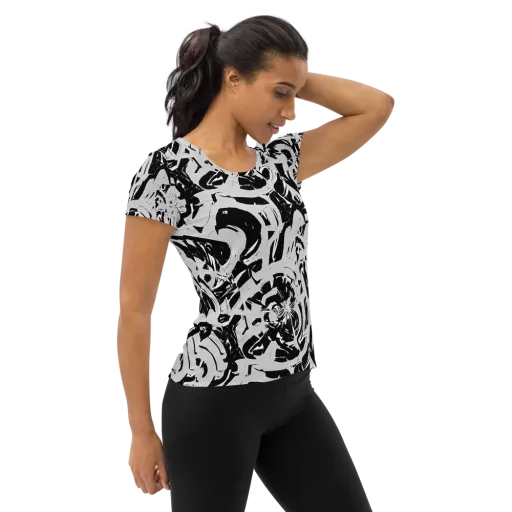 Inkstorm Bloom on a Women's Athletic T-Shirt