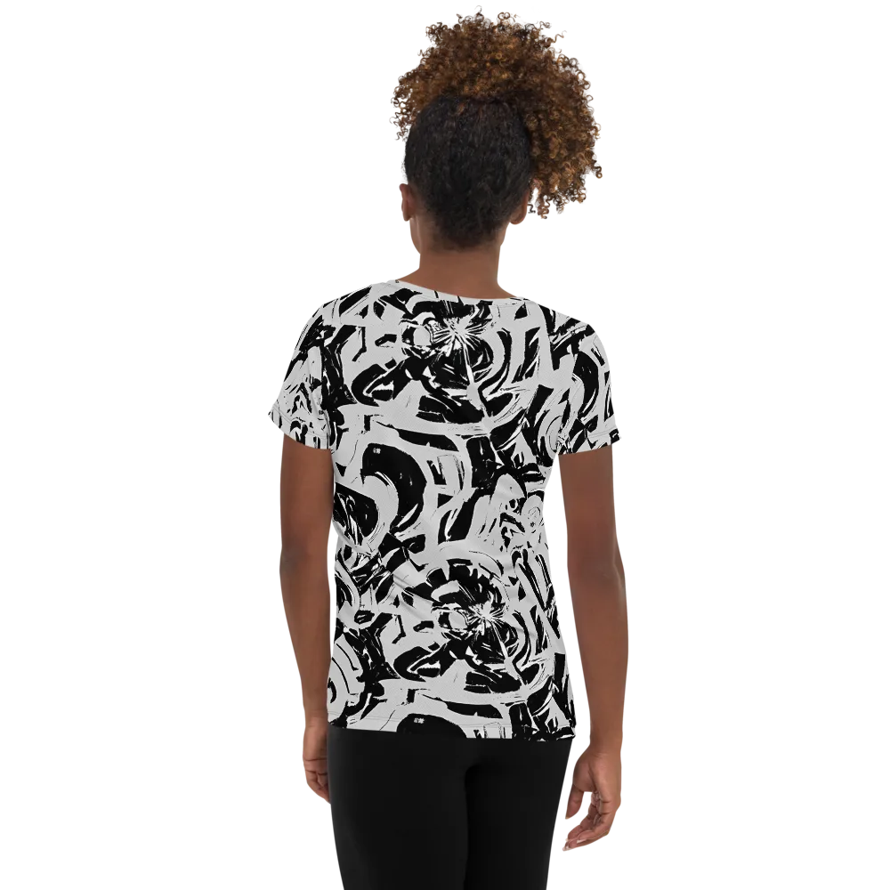 Inkstorm Bloom on Women's Athletic T-Shirt — Back