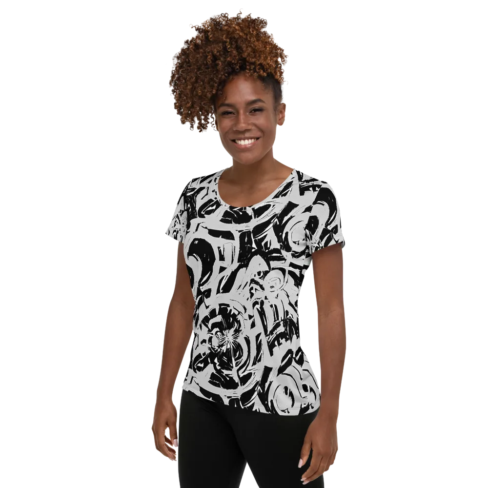 Inkstorm Bloom on Women's Athletic T-Shirt — Left