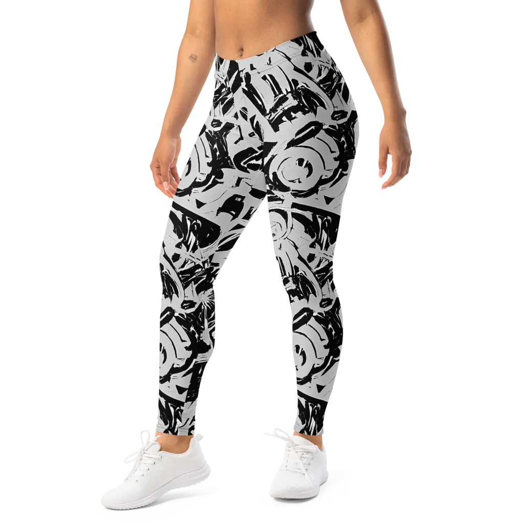 Inkstorm Bloom on Leggings — Left Front