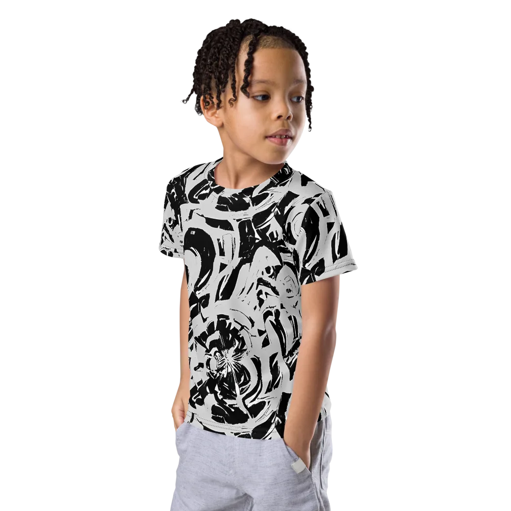 Inkstorm Bloom on Kids Crew Neck T-Shirt — Left Front