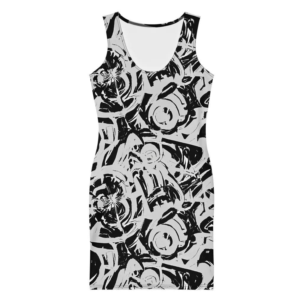 Inkstorm Bloom on Bodycon Dress — Front