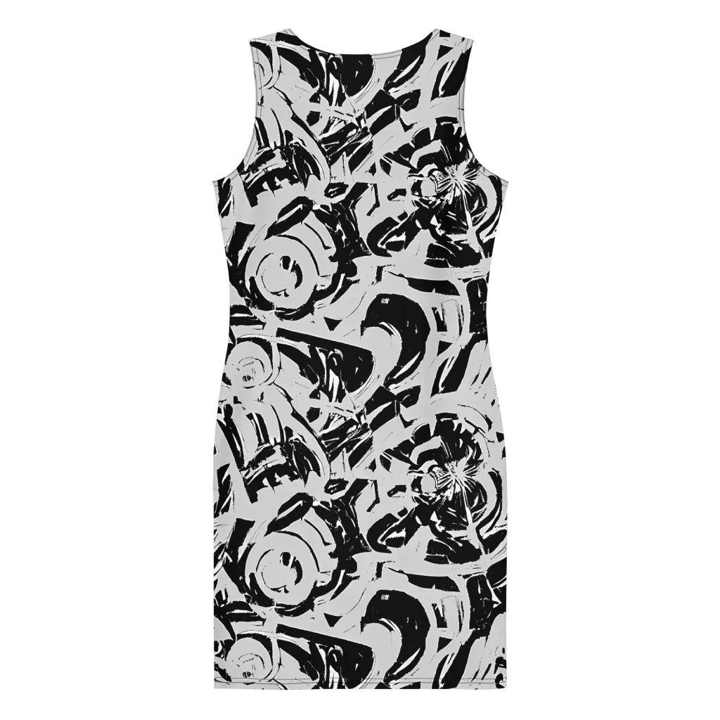 Inkstorm Bloom on Bodycon Dress — Back