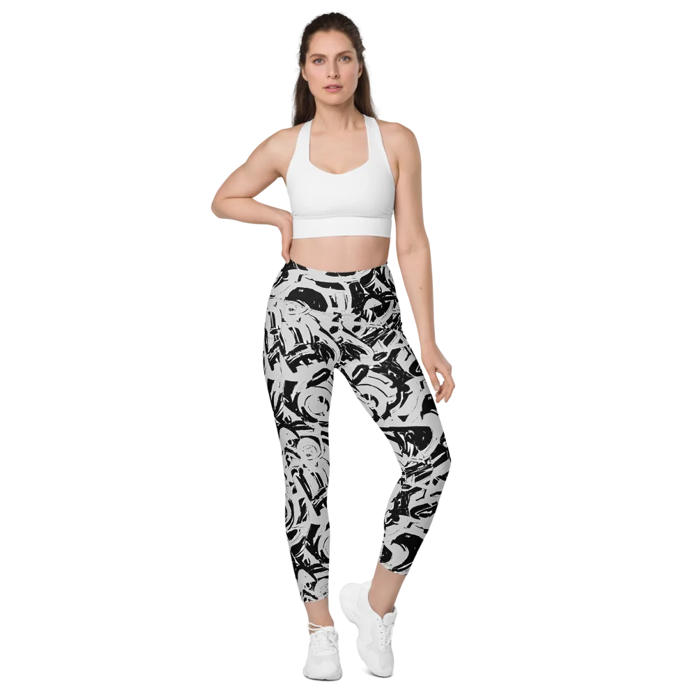 Inkstorm Bloom on Leggings with Pockets — Front