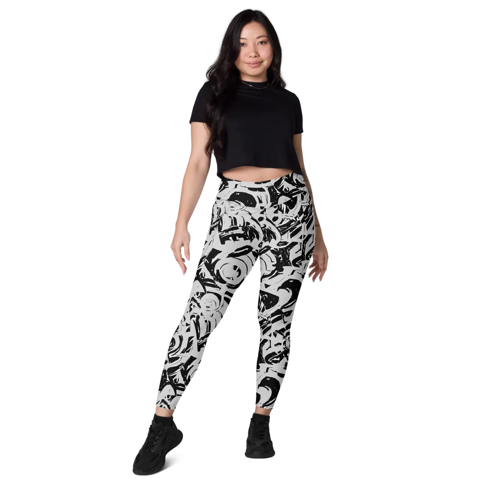 Inkstorm Bloom on Leggings with Pockets — Front