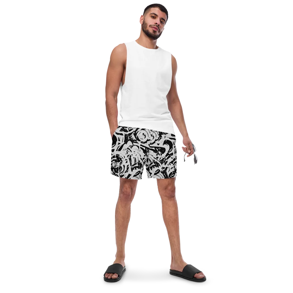 Inkstorm Bloom on Swim Trunks — Front