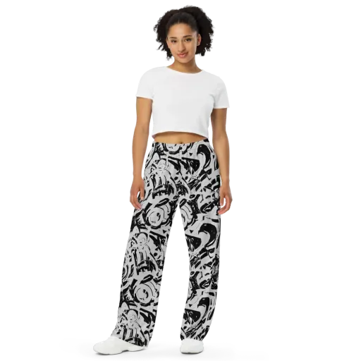 Inkstorm Bloom on a Wide-Leg Pants