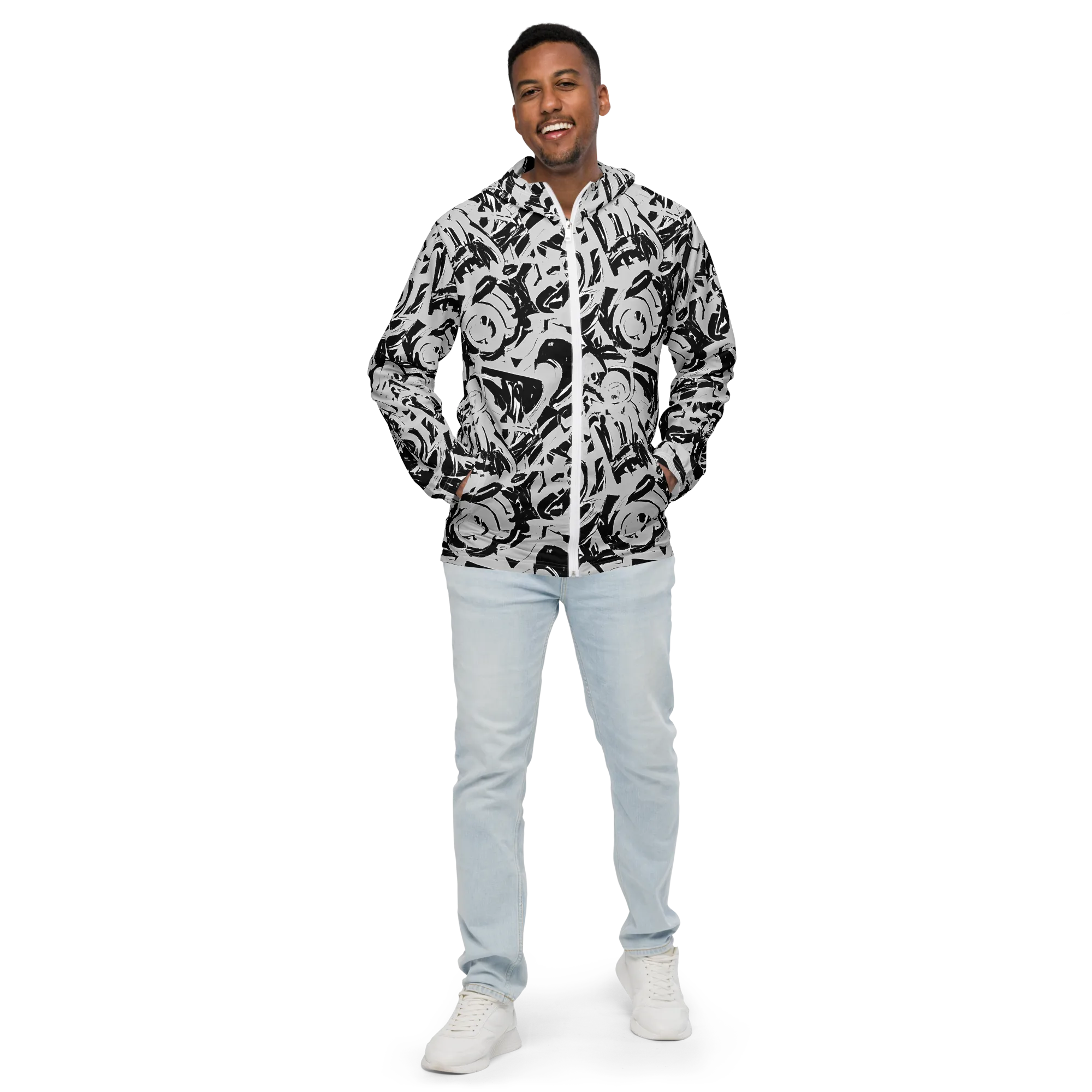 Inkstorm Bloom on Men's Windbreaker — Front