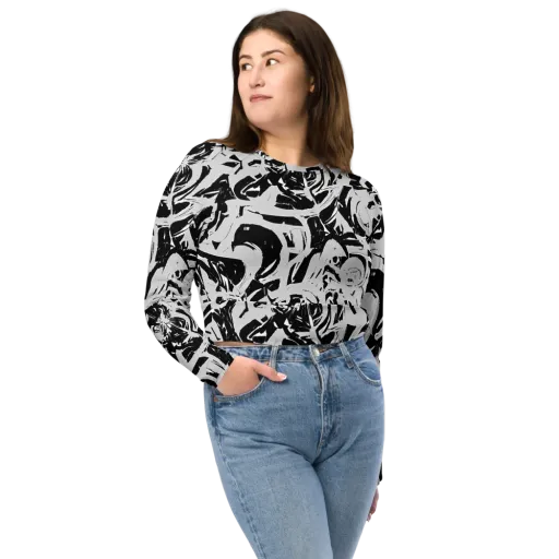 Inkstorm Bloom on a Long Sleeve Crop Top