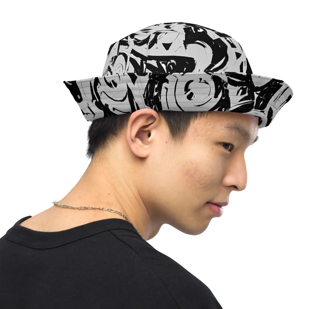 Inkstorm Bloom on Reversible Bucket Hat — Right Outside