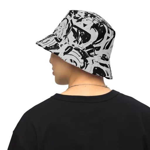 Inkstorm Bloom on a Reversible Bucket Hat