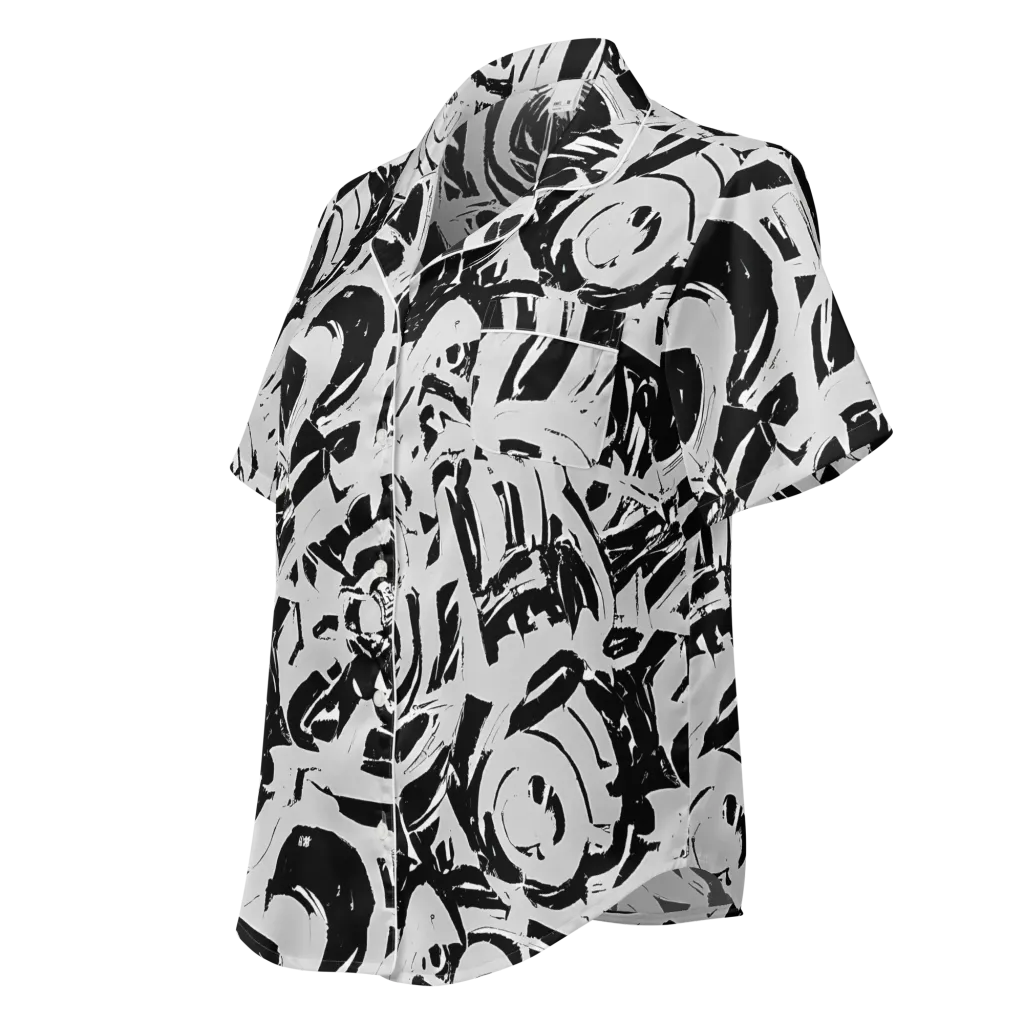 Inkstorm Bloom on Women's Short Sleeve Pajama Top — Left Front