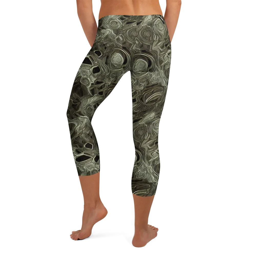 Olive Vortex on Capri Leggings — Back