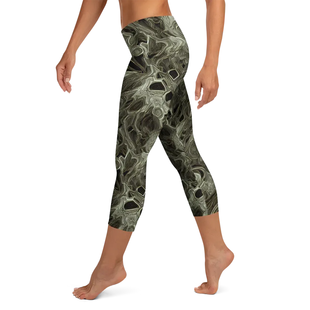 Olive Vortex on Capri Leggings — Left