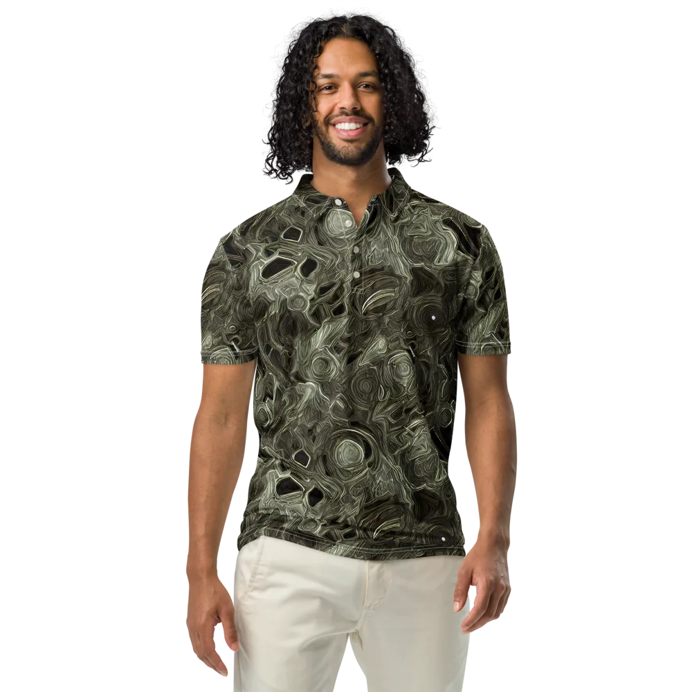 Olive Vortex on Men's Slim Fit Polo Shirt — Front
