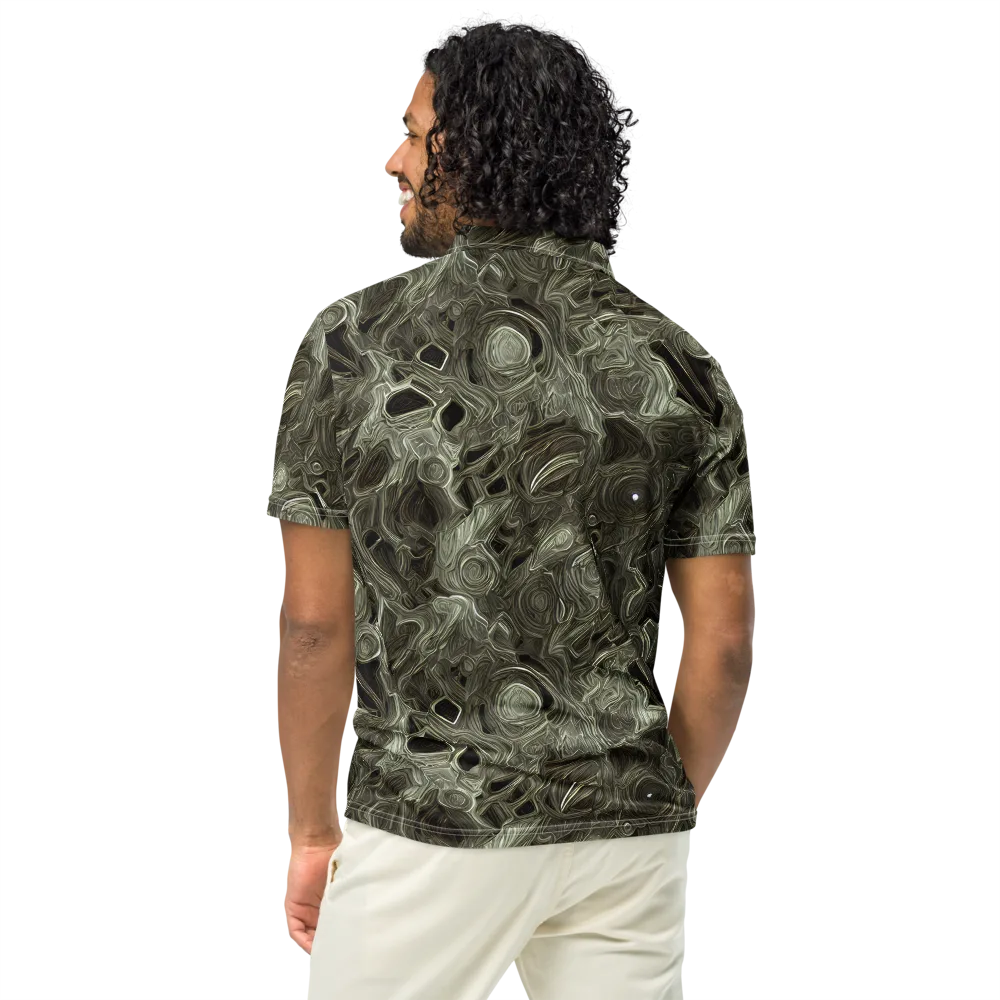 Olive Vortex on Men's Slim Fit Polo Shirt — Back