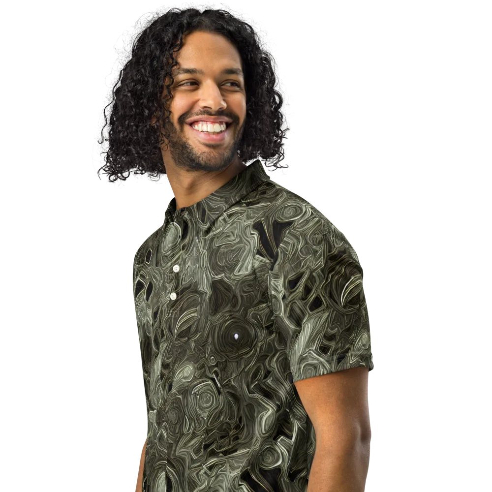 Olive Vortex on Men's Slim Fit Polo Shirt — Left Front