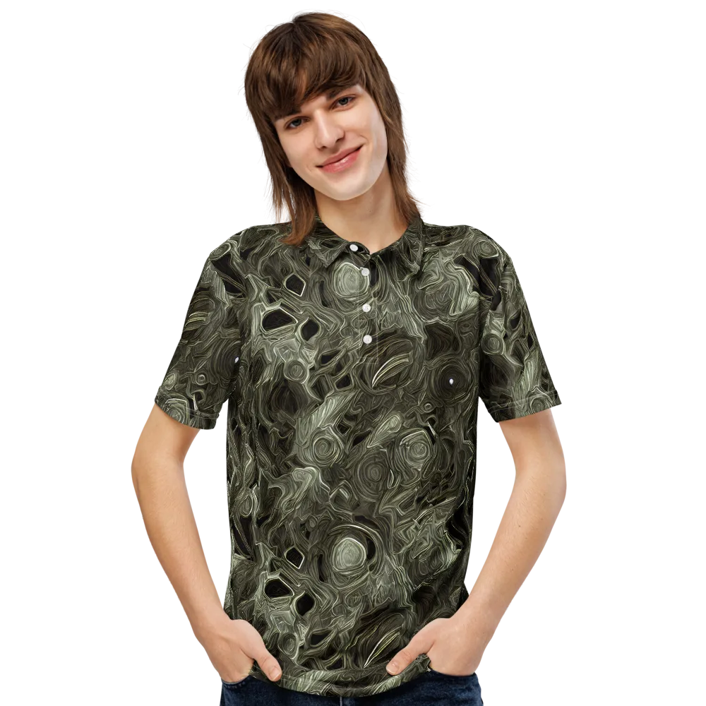 Olive Vortex on Men's Slim Fit Polo Shirt — Front