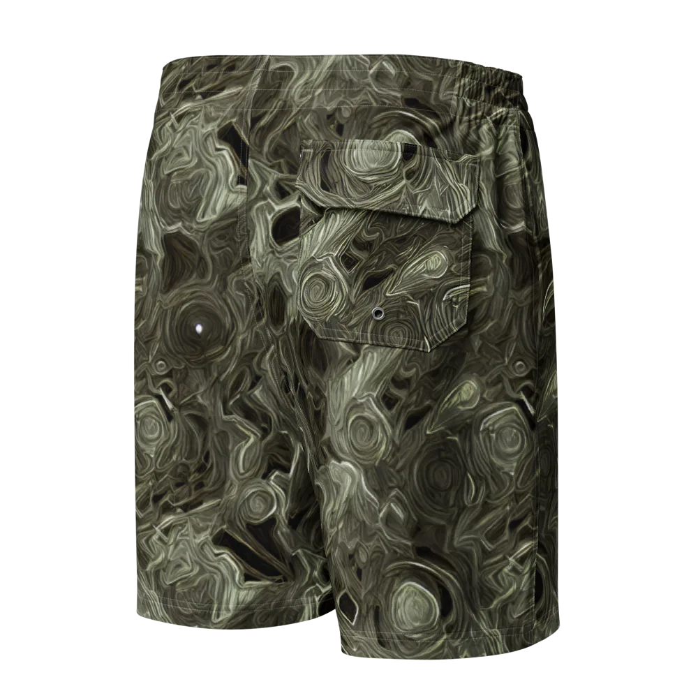 Olive Vortex on Men's Board Shorts — Back
