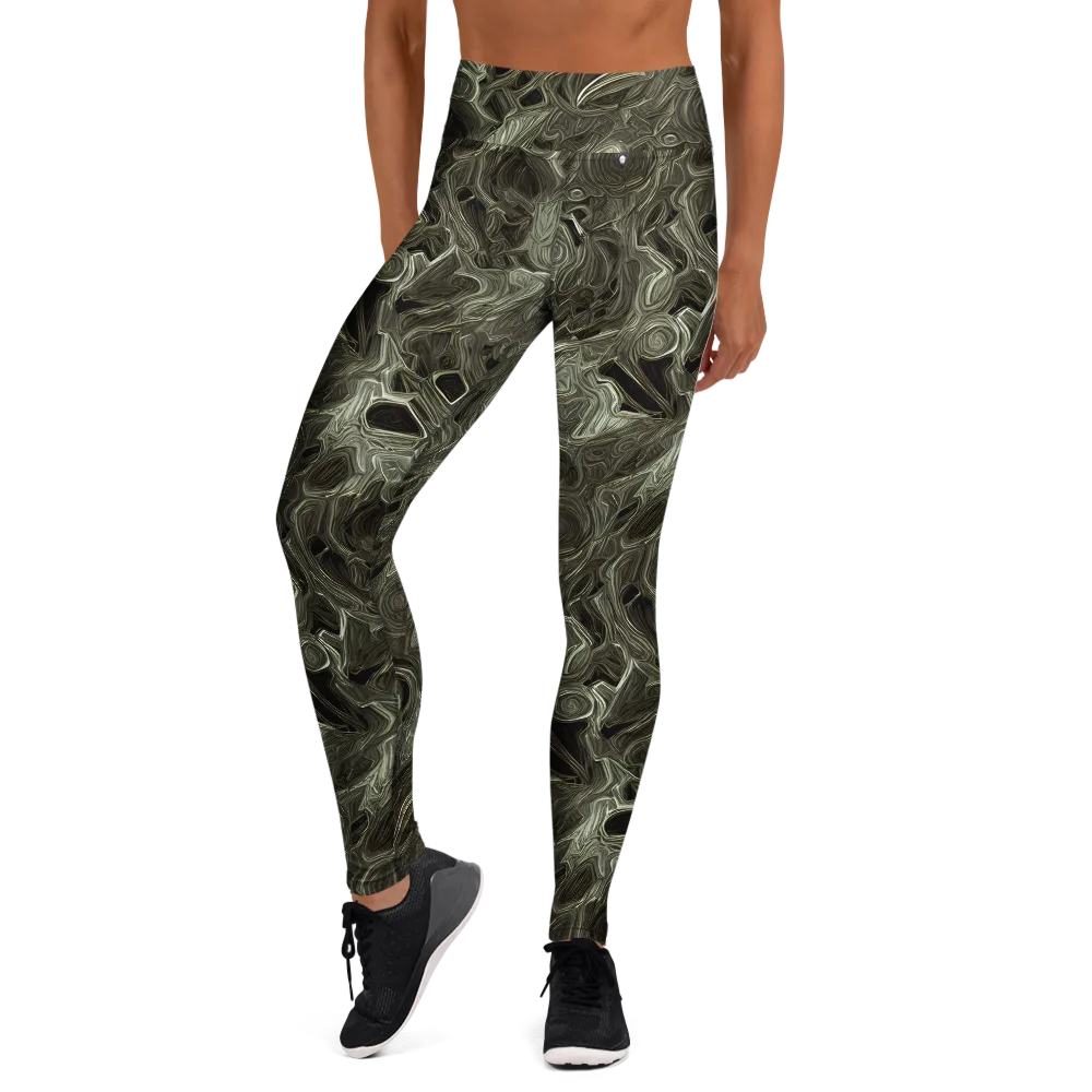 Olive Vortex on Yoga Leggings — Front