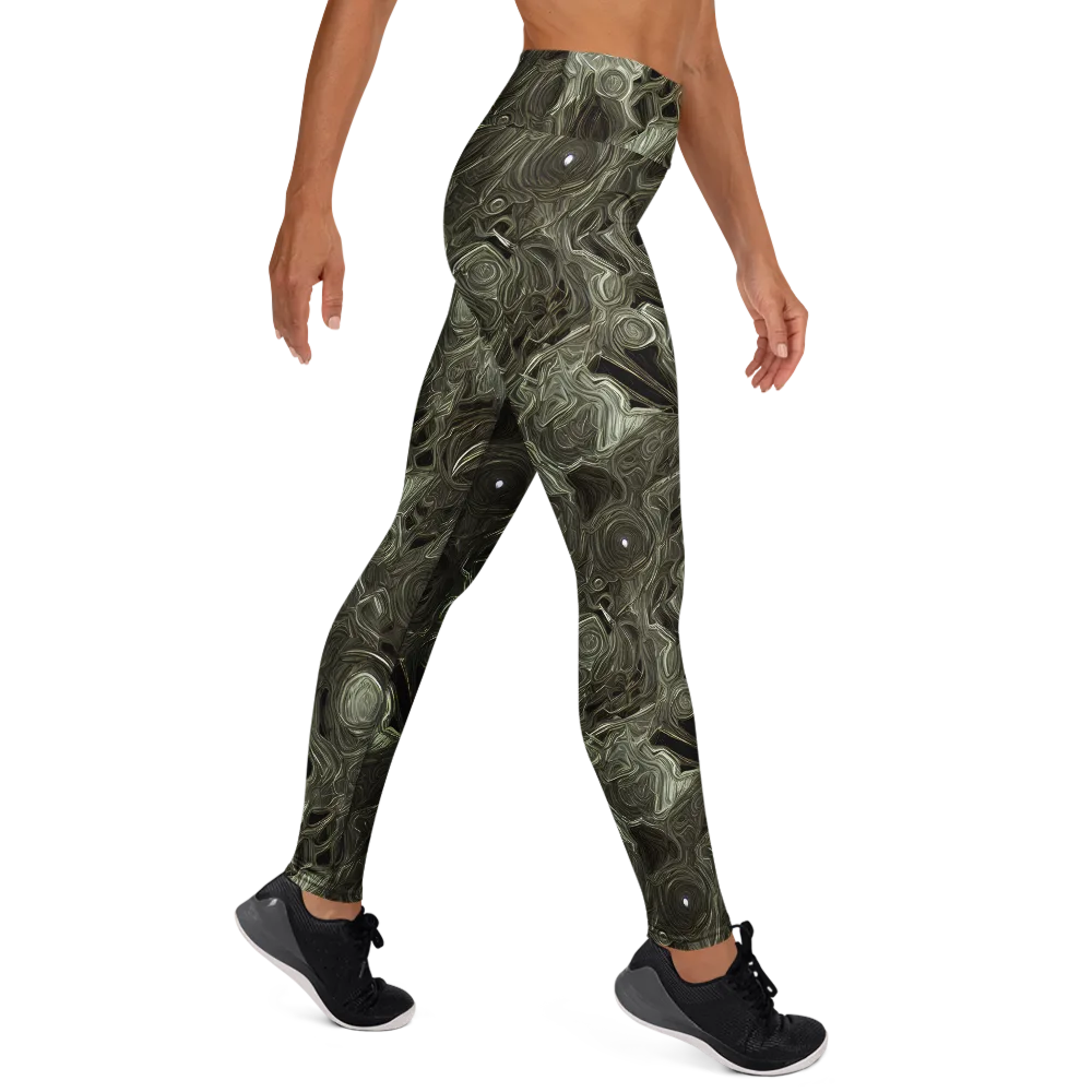 Olive Vortex on Yoga Leggings — Right