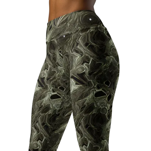 Olive Vortex on a Yoga Leggings