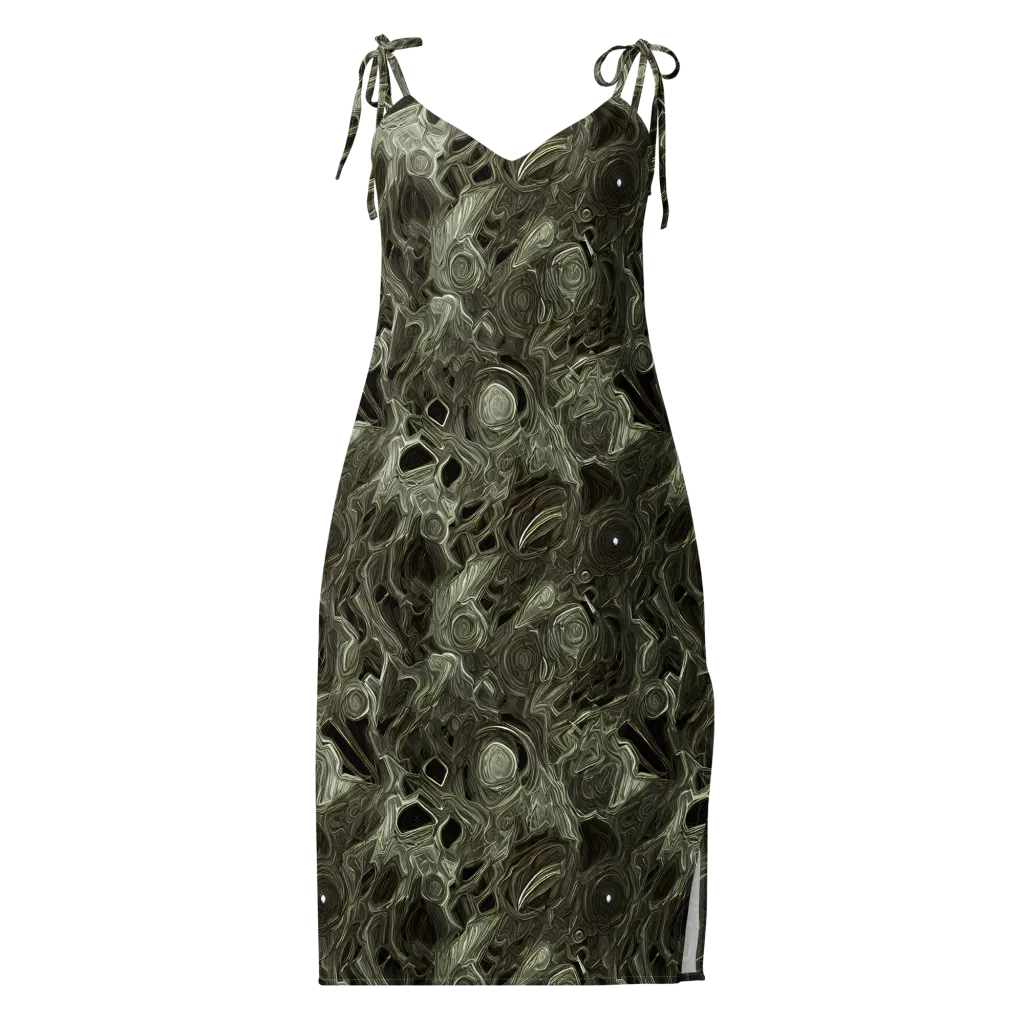Olive Vortex on Slip Dress — Front