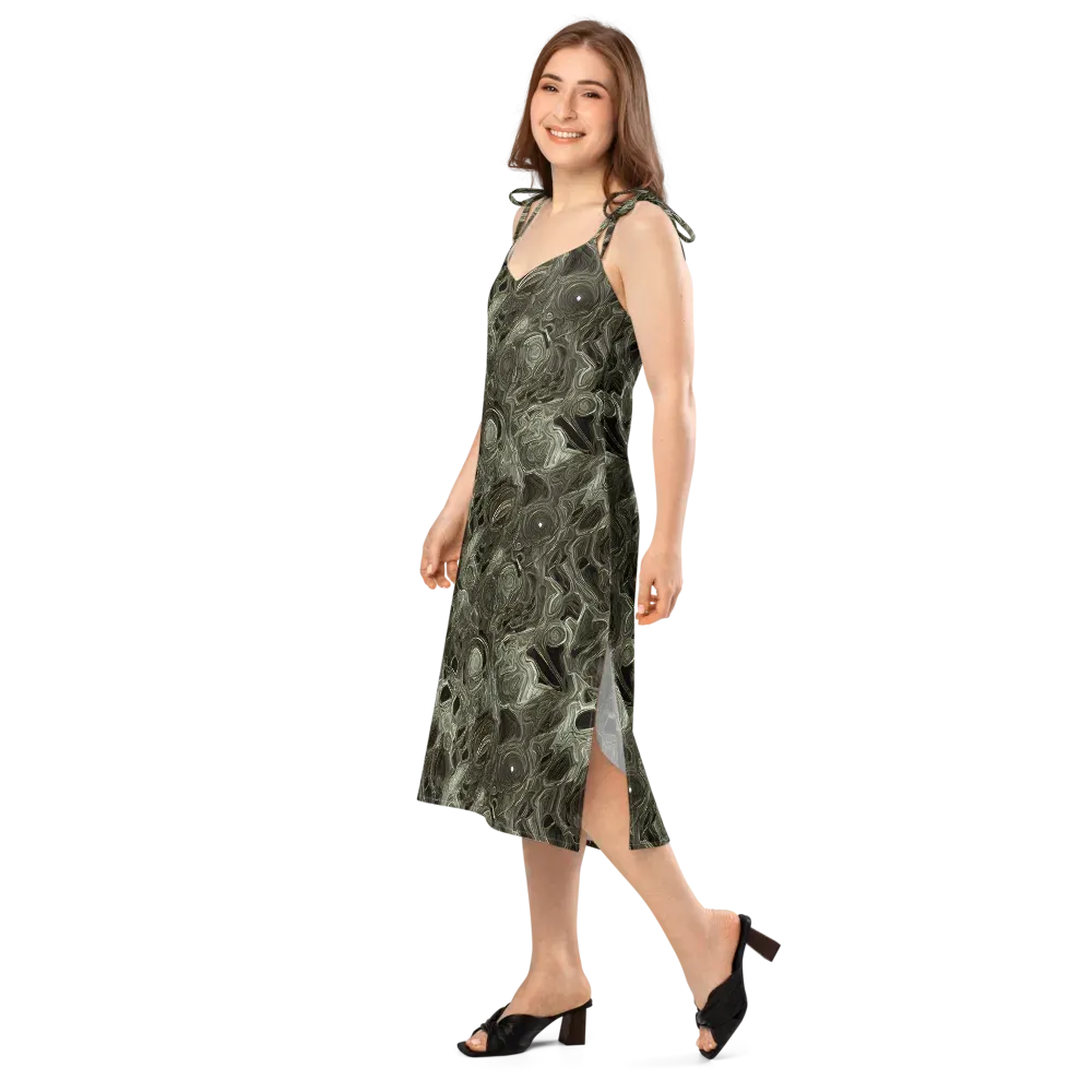 Olive Vortex on Slip Dress — Left Front