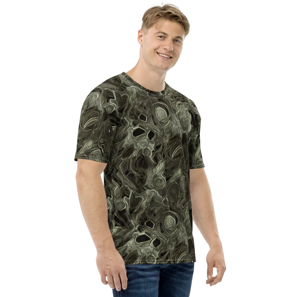 Olive Vortex on Men's Crew Neck T-Shirt — Right