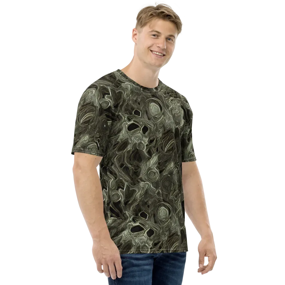 Olive Vortex on Men's Crew Neck T-Shirt — Right