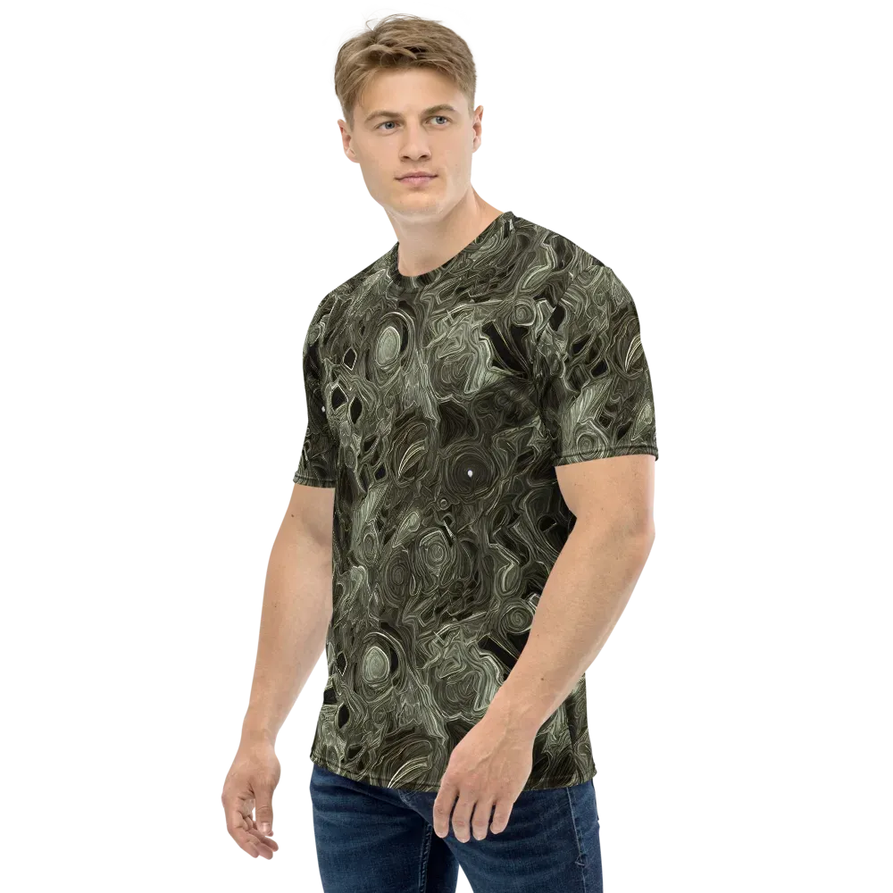 Olive Vortex on Men's Crew Neck T-Shirt — Left