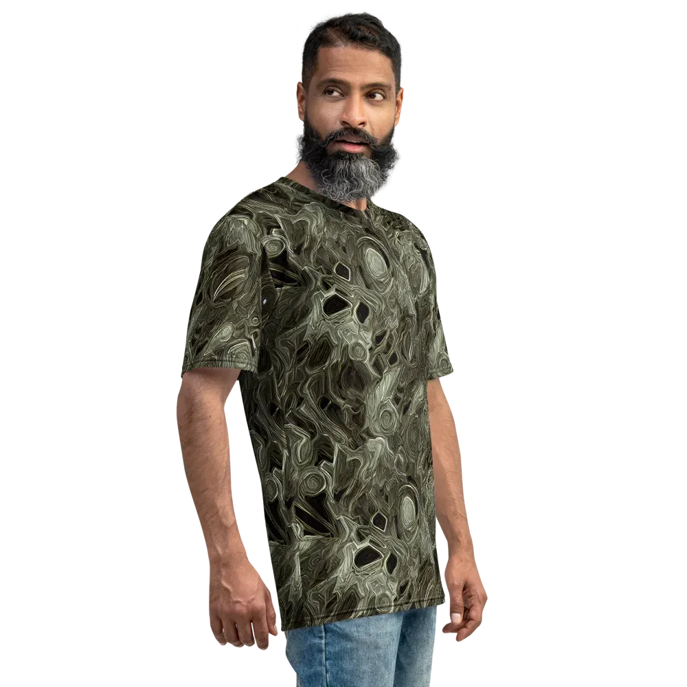 Olive Vortex on Men's Crew Neck T-Shirt — Right