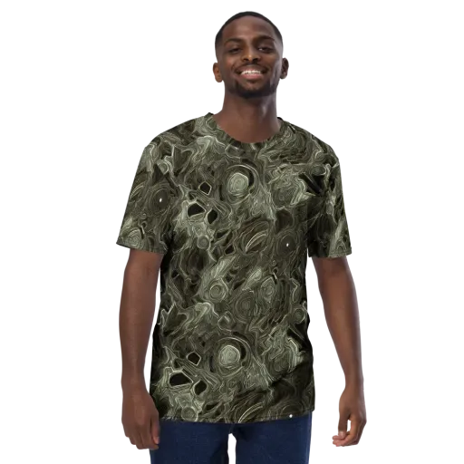 Olive Vortex on a Men's Crew Neck T-Shirt