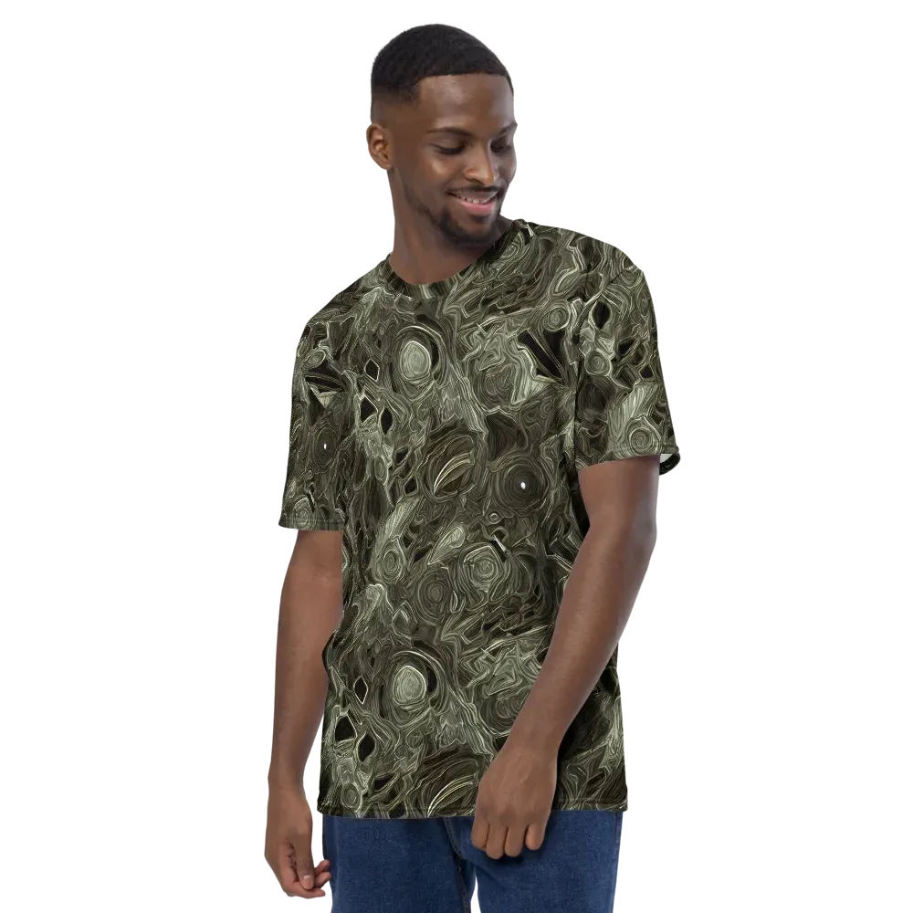 Olive Vortex on Men's Crew Neck T-Shirt — Left