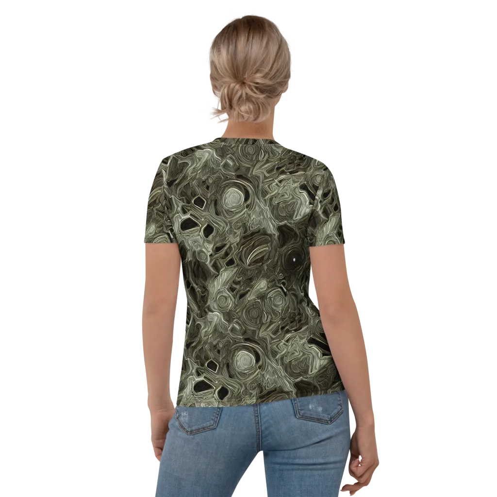 Olive Vortex on Women's Crew Neck T-Shirt — Back