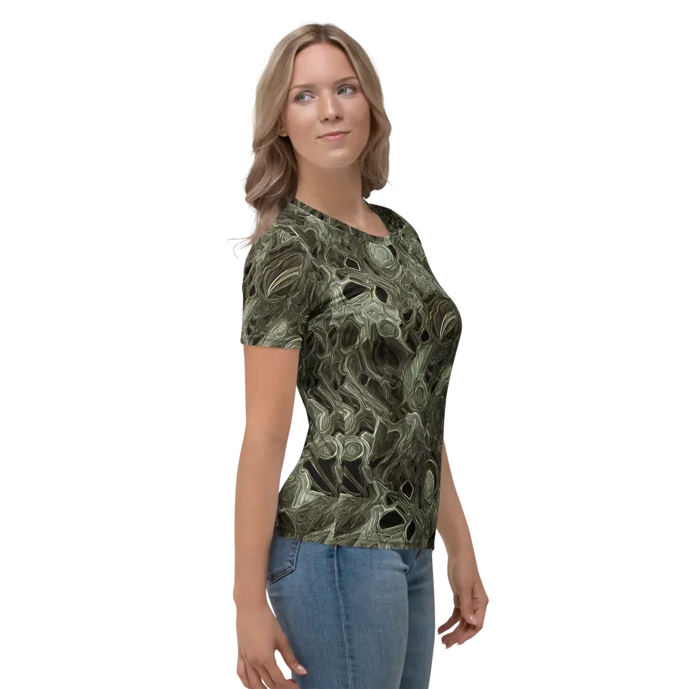 Olive Vortex on Women's Crew Neck T-Shirt — Right