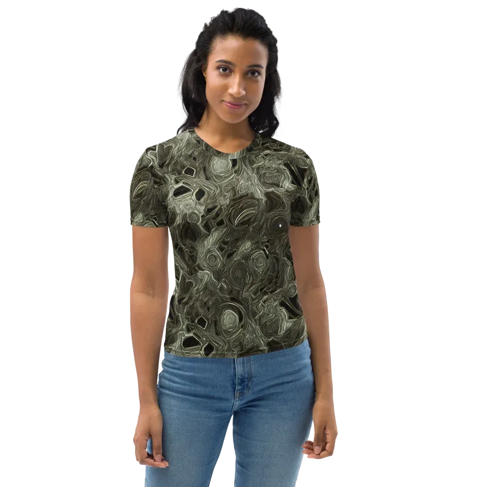 Olive Vortex on Women's Crew Neck T-Shirt — Front