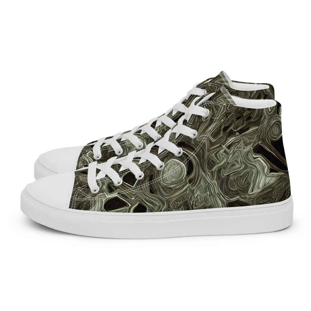 Olive Vortex on Women's High Top Canvas Shoes — Left