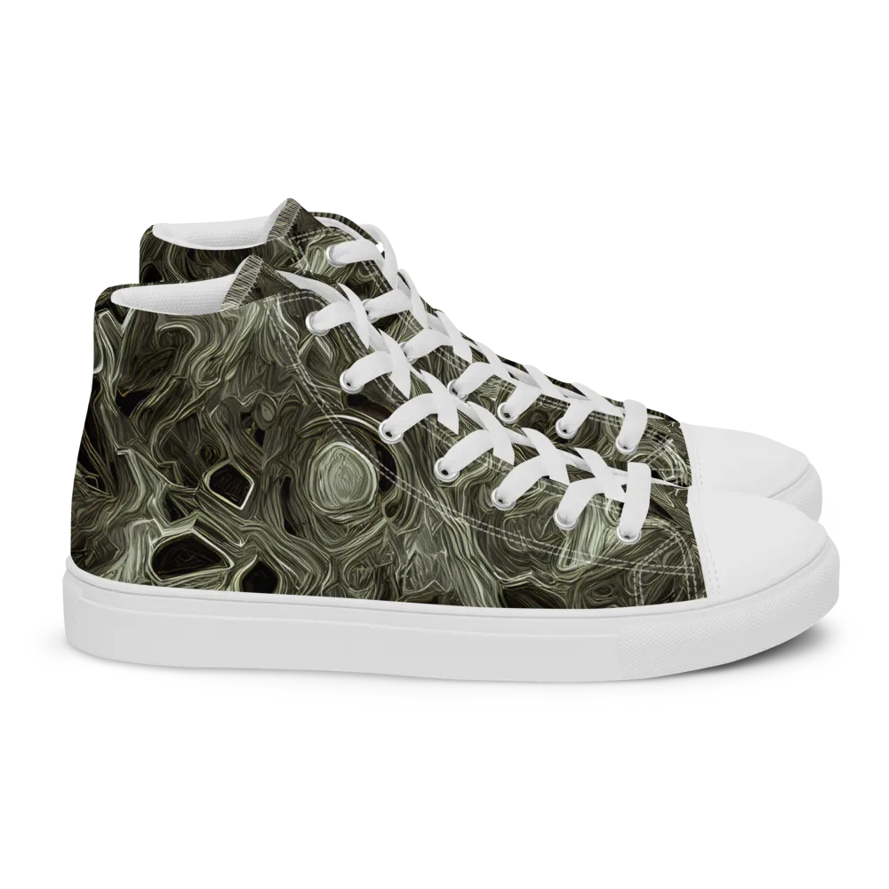 Olive Vortex on Women's High Top Canvas Shoes — Right