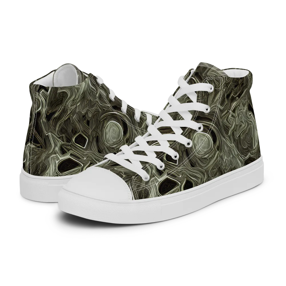 Olive Vortex on Women's High Top Canvas Shoes — Left